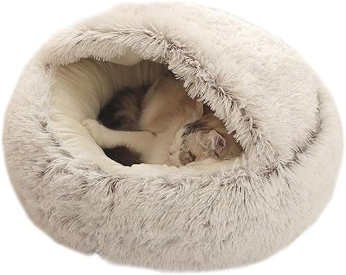 キャットハウス ペットベッド 猫 犬用 小型犬用 ドーム型 冬用 丸型 ふわふわ ソフト 暖かい シートクッション おしゃれ シンプル 一年中使える 可愛い ポリプロピレン フリーサイズ(A)