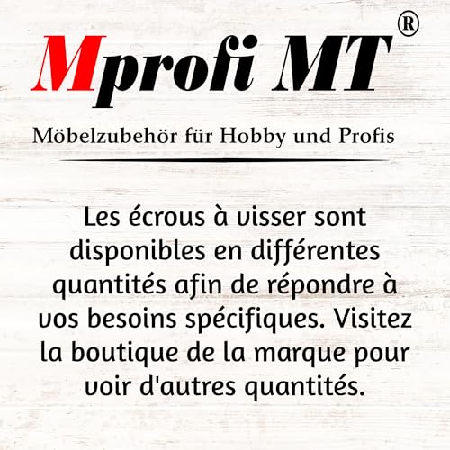 Mprofi MT® 20 Pièces | Insert Fileté Bois M6 x 13mm | Vis à Six Pans Creux | D'écrous Filetés D'insertion pour des Meubles en Bois | Manchons à Visser | Boulons à Visser avec Rebord | Hexagonal – vue 7