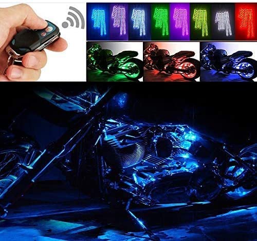 Motorcycle 96 LED Light Kits, Remote Control Multicolor Waterproof Motorcycle LED Strip Lights Multiple Scene Modes RGB LED Lights for Motorcycle