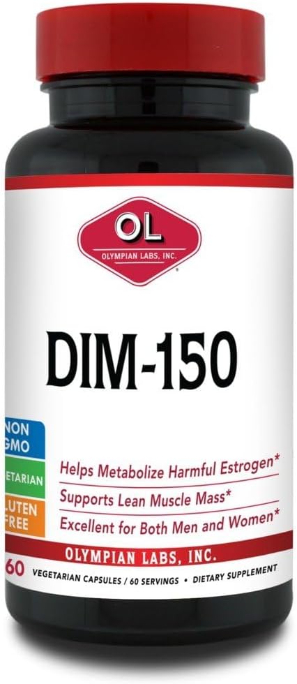 Olympian Labs DIM Diindolylmethane Supplement 150mg, 60 Caps Metabolize Estrogen Level, Prostate, Uterine, Cervical Health