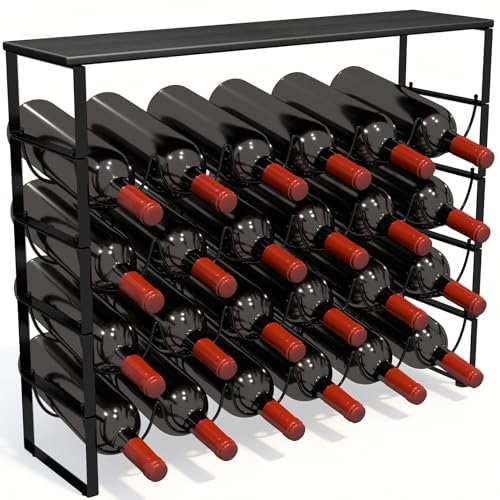 TONLEA 5 Tier Wine Rack Freestanding Floor, 24-Bottle Wine Bottle Holder, Stackable Wine Storage Rack for Cabinet or Pantry