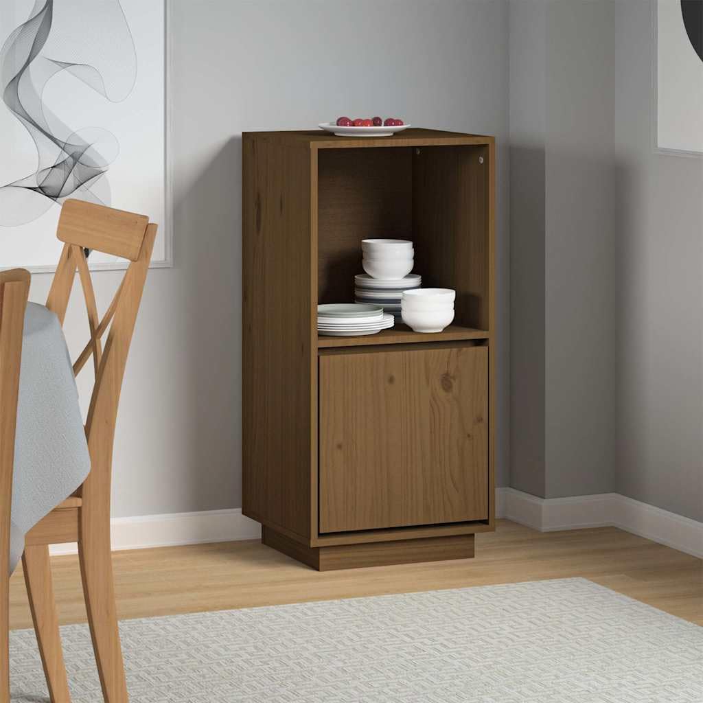 Credenza marrone miele, 38 x 35 x 80 cm, in legno massello di pino