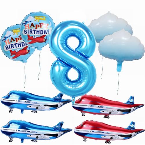 Yunchu Online 8. avión decoración de cumpleaños grande azul rojo avión globo avión avión cumpleaños globo avión avión nube globos de papel de aluminio