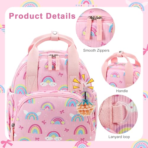 Image of Bluboon Toddler Backpack for Girls Boys 2-4 Cute 12 inch Preschool Kindergarten Backpacks Kids Daycare Bags School Travel (Pink-Rainbow Bow, Age 2-4 (12 inch H not Fit A4 Folder))