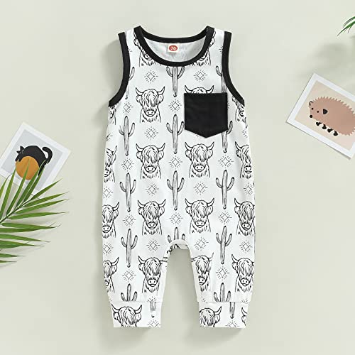 Goocheer Western Summer Clothes Newborn Baby Boy Girl Sleeveless Romper Jumpsuit Summer Playsuit Jumpsuit One Piece Outfit (Black, 12-18 Months) #TOP3