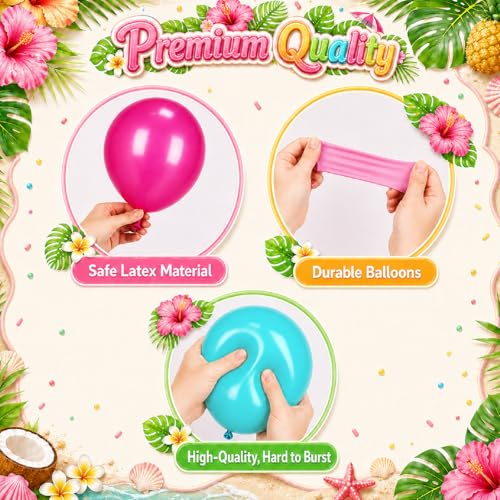 Image of Tropical Balloons, 50Pcs 12 Inch Pink Green Teal Gold Printed Latex