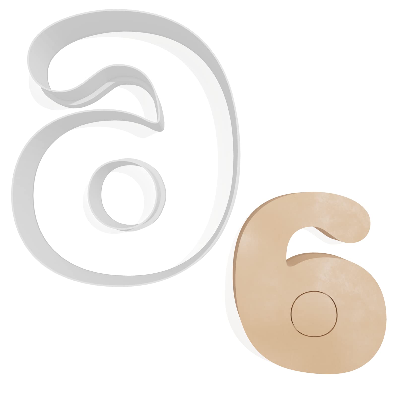 Number 6 Cookie Cutter - 3 Sizes, White, 8.5cm