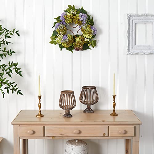 Nearly Natural 4781 Hydrangea Wreath, 22-Inch, Purple/Green #TOP4