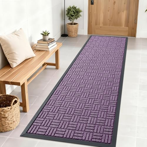 Image of OLANLY Front Door Mat Outside Entrance 71x23, Absorbent, Heavy Duty Sturdy Natural Rubber Doormat Indoor Outdoor, Non-Slip, Stain and Fade Resistant, Low Profile Floor Mat for Entryway, Violet
