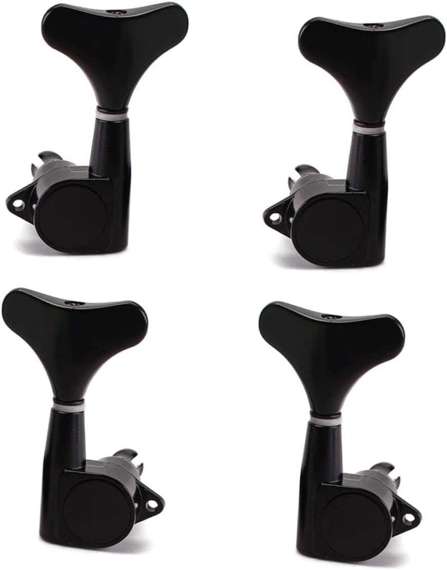 Alipis 4 PCS Sealed Bass Guitar Tuning Pegs Keys Lr with Screws Ferrules Bushings Alloy Machine Heads for Acoustic Electric Bass Guitar Replacement Black Half Round