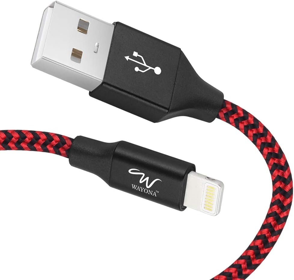 - Usb Nylon Braided Data Sync And Charging Cable For Iphone, Ipad Tablet (Red, Black)