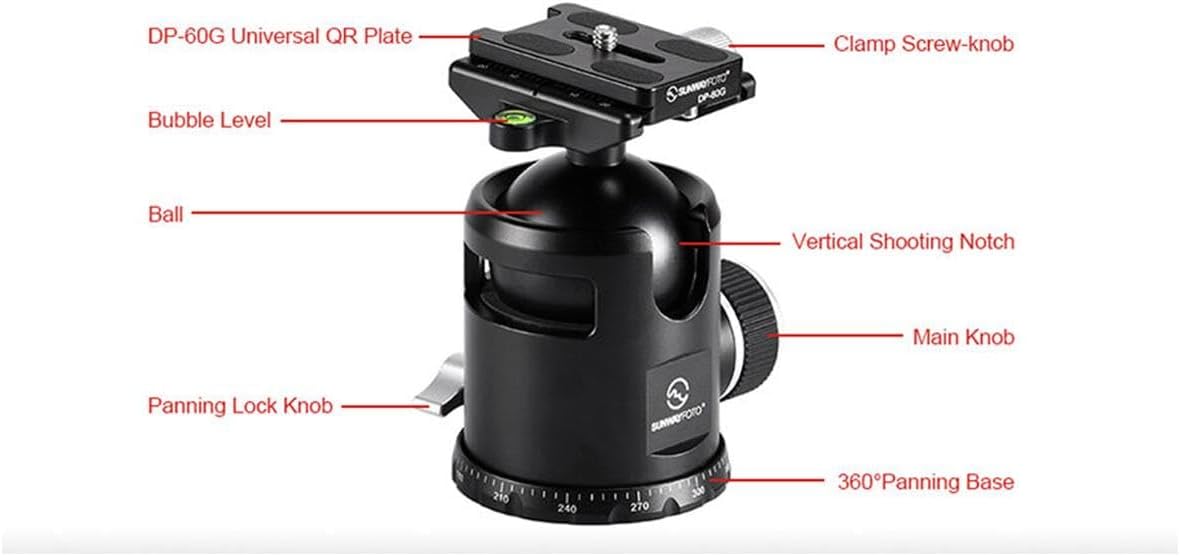 SUNWAYFOTO Epic EB-52 52mm Tripod Ball Head & QR Plate Arca/RRS Compatible Sunway
