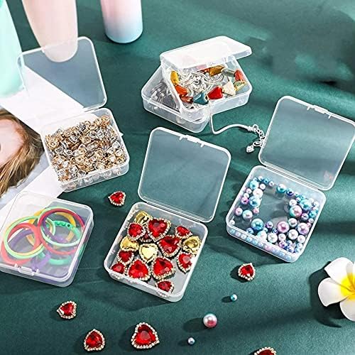 WYAN 15 Pack Square Clear Plastic Storage Containers Box with lids, for organizer Box Case for Beads,earplug, and More Small Items(4.3x4.3cm)