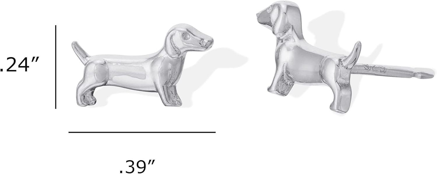 Boma Jewelry Sterling Silver Dachshund Wiener Dog Stud Earrings