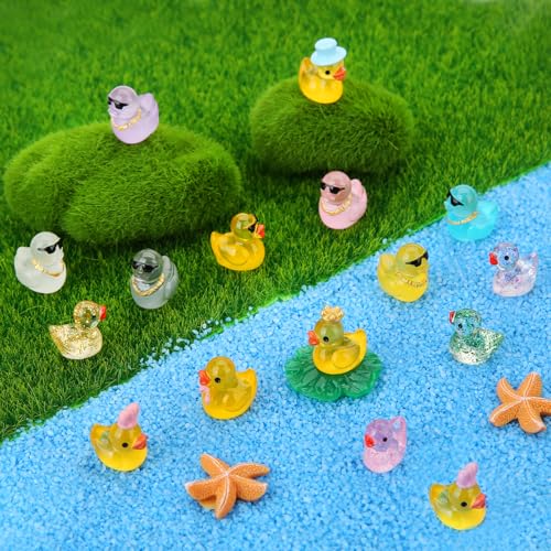 image for Bingcute 120 Pcs Mini Resin Ducks, Tiny Animals Figures to Hide Small 