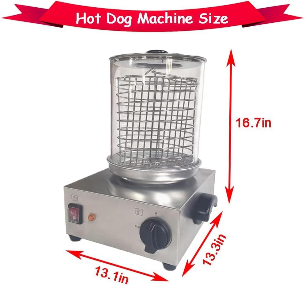 Miniatura 3 de Máquina calentadora eléctrica de perritos calientes 110 V 300 W de acero inoxidable para perritos calientes, máquina calentadora de bollos para
