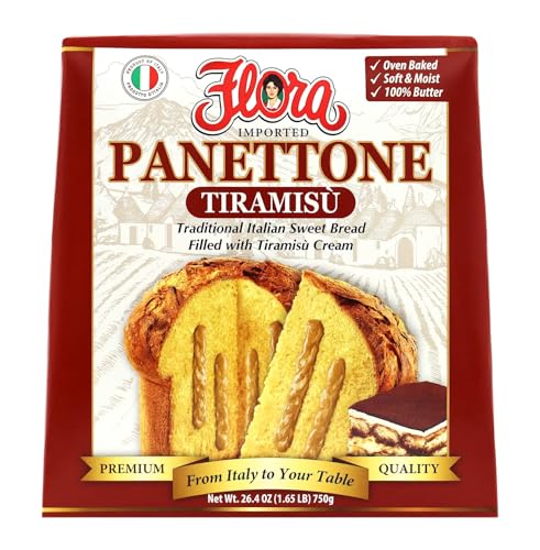 Flora Foods Panettone Tiramisu Traditional Italian Soft and Moist Sweet Bread Holiday Cake