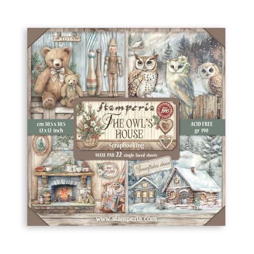 Stamperia - Scrapbook Pad de papel para álbuns, cartões, diários e mais, ácido livre, face única, perfeito para passatempos, artesãos e presentes (The Owl's House) (30,5 x 30,5 cm)