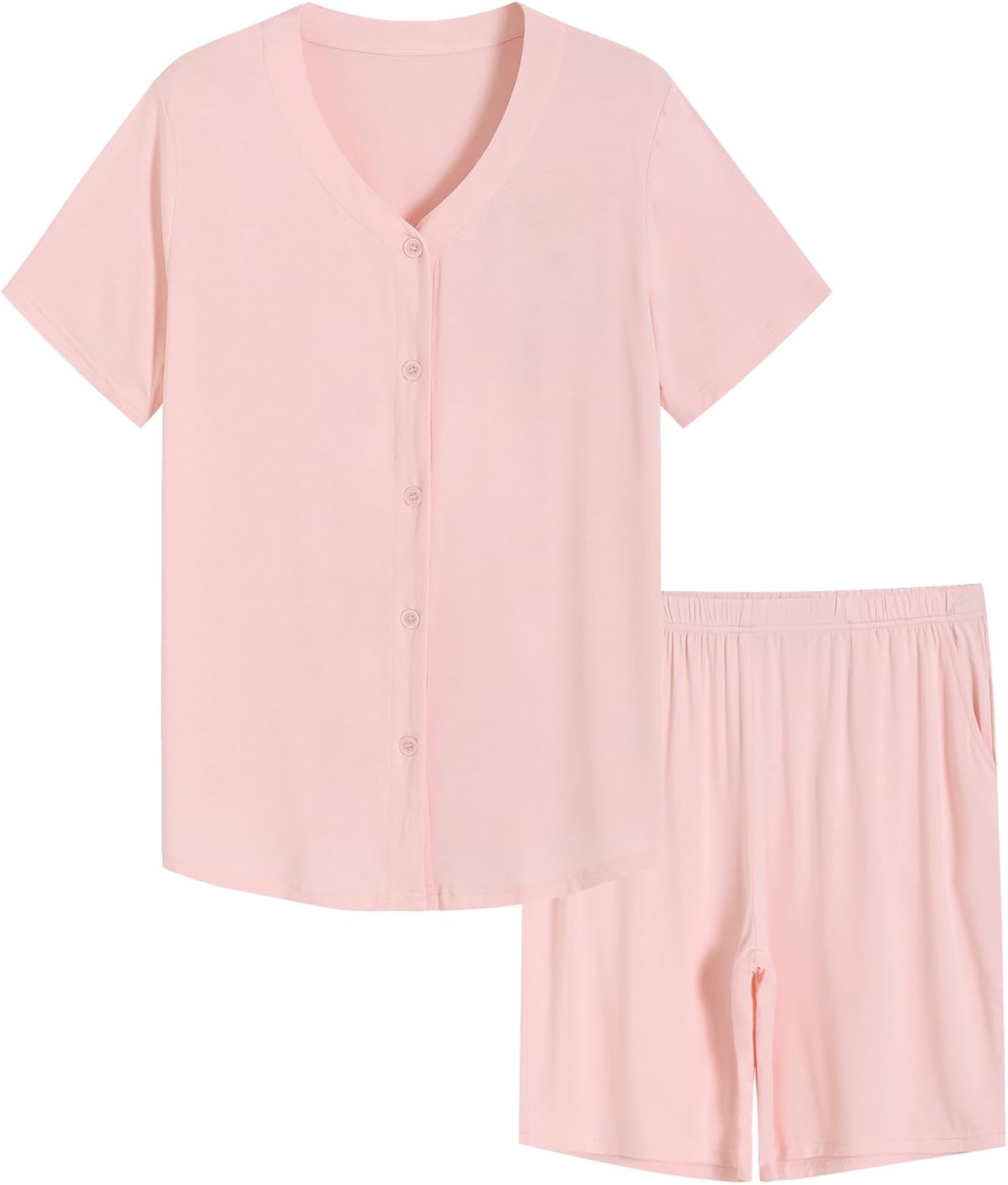 Latuza Women's Bamboo Viscose Bermuda Pajama Shorts Set Button Down Pj Set