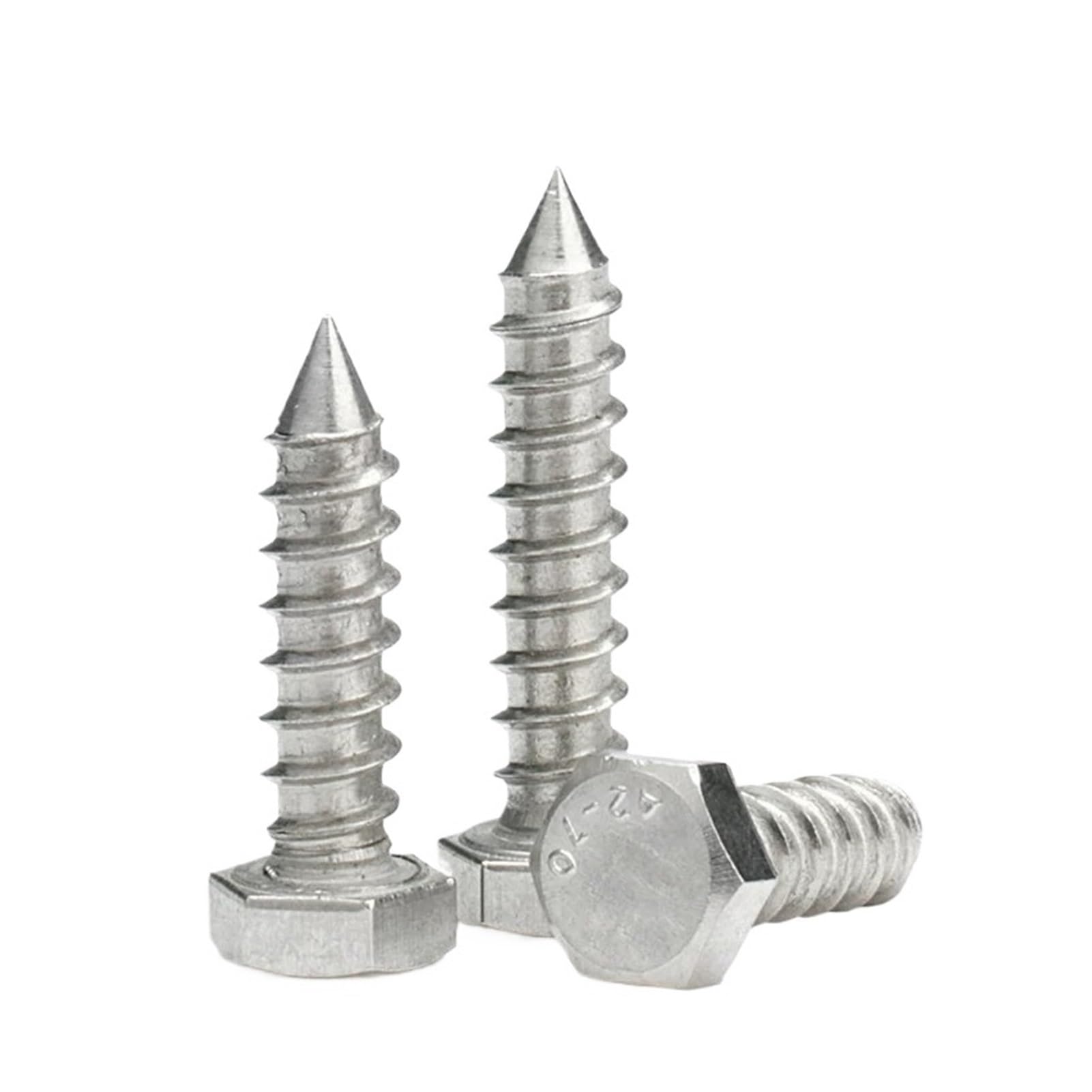 Acero inoxidable 304 M5 M6 M8 M10 M12 tornillos hexagonales externos de rosca completa diente autorroscante for carpintería(M8x50mm 10pcs)