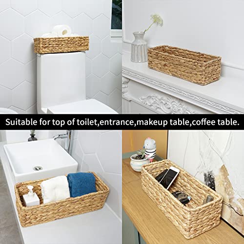 Toilet Paper Basket Natural Woven Bathroom Storage Organizer Basket Wicker Decorative Toilet Roll Holder Tank Basket(Water Hyacinth) #TOP4