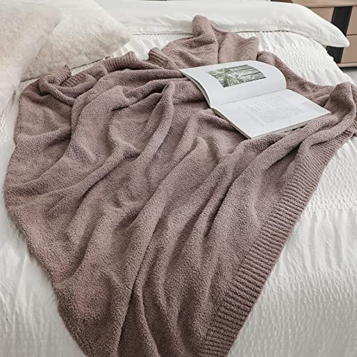 Doowell Knit Throw Blanket, Cozy Chic Super Soft Throw Blankets Lightweight Fluffy For Couch Bed Sofa Gift (Khaki, 50”X60”) #TOP5
