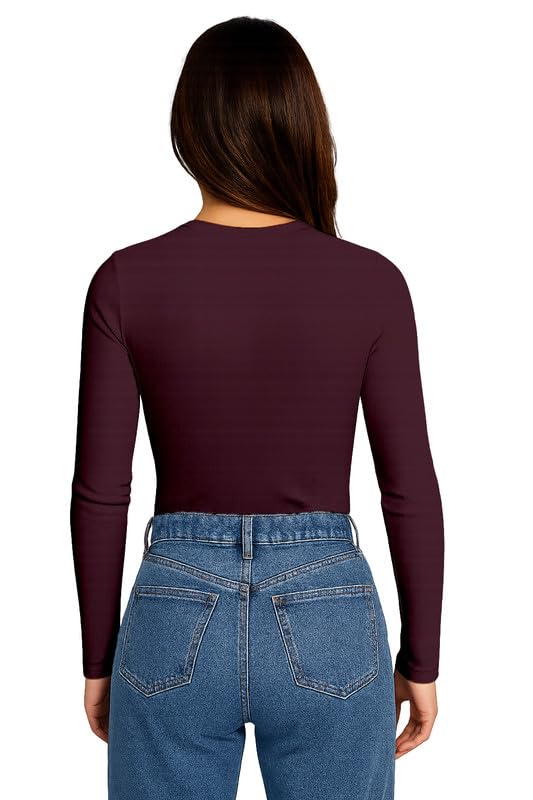 Image of London Hills Full Sleeve Ribbed Tops for Women Western | Tops for Woman | Tshirt for Woman | T Shirt | Women Tops | Women Tees | Top | Western Tops | White | Black | Multi-Colored