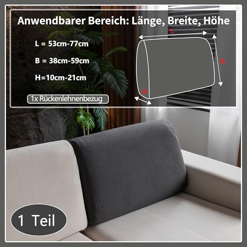OHSIO Stretch Sofa Sitzkissenbezug - Rutschfester Sofa Überzug, Waschbarer Sofabezug, Universeller Couch Überzug, Strapazierfähig & pflegeleicht(Dunkelgrau, 1x Rückenlehnenbezug)