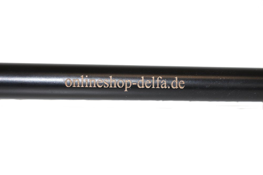 DELFA Design incisione/laser calzascarpe – 70 cm con cane argentato come manico – fusto in legno nero con passante – l'elegante aiuto per indossare