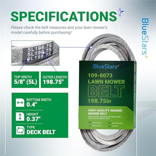 Image of BlueStars 109-8073 Deck Belt | Aramid Cord | 5 /8 x 198.75