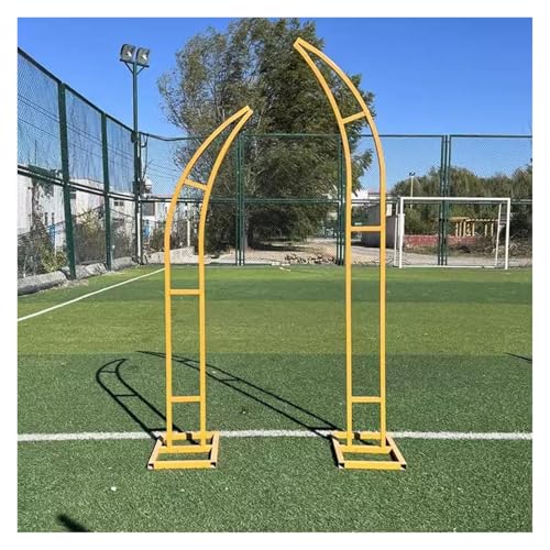 Arco da giardino dorato, supporto per arco nuziale in metallo, supporto curvo floreale per matrimoni, feste, compleanni, decorazioni per eventi, elegante design mezzo dorato, 2 m
