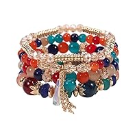 Set Di 6 Braccialetti Bohémien Con Perline E Nappe - Gioielli Etnici Multistrato Per Donne E Ragazze, Idea Regalo Fashion - 6