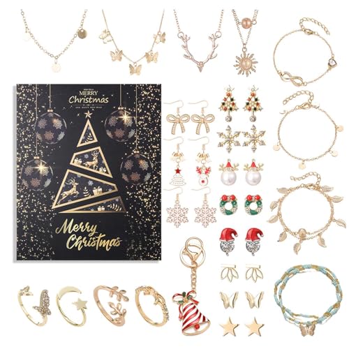 Schmuck-Adventskalender 2024 | 24 Stück trendiger Schmuck-Adventskalender...