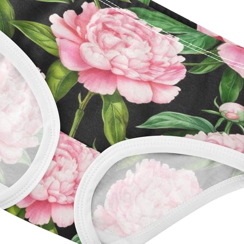 Cotton Girls Underwear Toddler Ornate Flowers Pink Peony Floral Cute Panties Girl Artistic Undies Kids Briefs 2t4