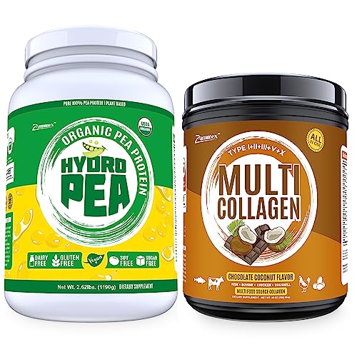 Zammex 100% Pea Protein Powder(Unflavored)+ Multi Collagen Protein Powder Chocolate Coconut #TOP11