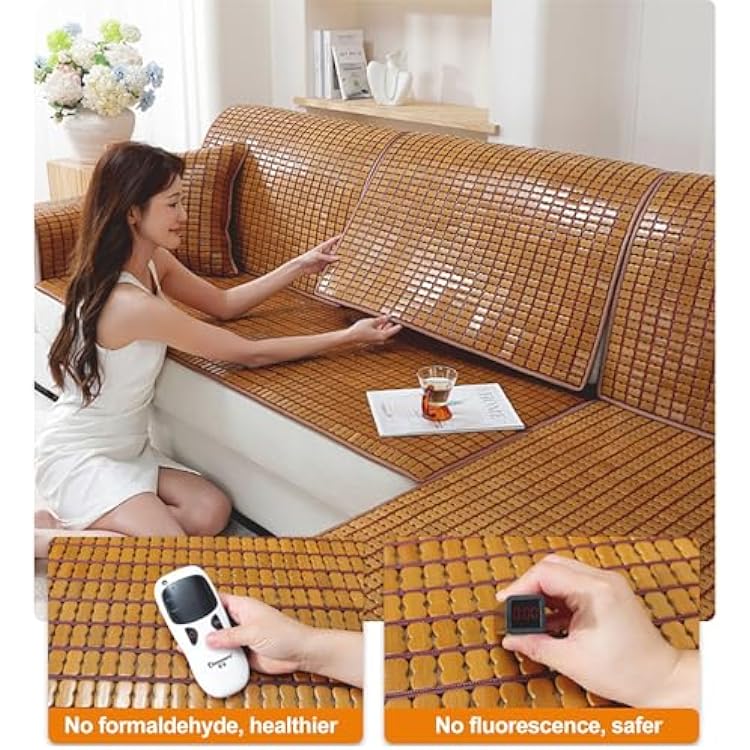 Summer Sleeping Mat Bamboo Smooth Surface Mahjong Bamboo Mat Home Foldable Quick Cooling Textile Bamboo Mat Double Ribs and Double Lines for Living Bedroom Floor(Brown,60x240cm/24x94in)