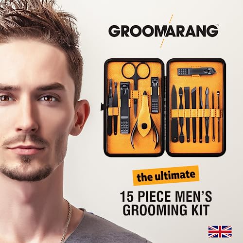 Groomarang 15pc Mens Manicure Kit - Stainless Steel Corrosion Resistant Nail Clipper Grooming Set Groomarang 15pc Mens Manicure Kit - Stainless Steel Corrosion Resistant Nail Clipper Grooming Set