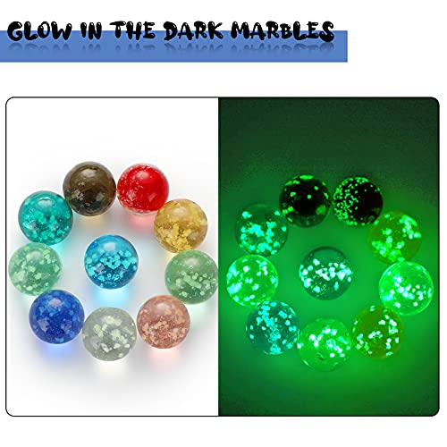 image for Skylety 20 Pieces Large Marbles Glowing in The Dark Handmade Glass Mar
