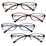 Ladies Reading Glasses 4 Pairs Spring Hinge Readers Glasses for Reading Men and Women (060# 4C R, 1.75)