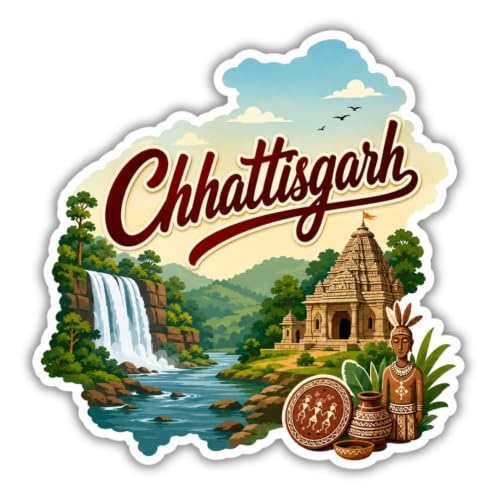 Image of Decorative Fridge Magnet Sticker for Refrigerator | Strong Magnetic Fridge Decor for Kitchen | Reusable Refrigerator Magnet for Home & Office, AG FM Chhattisgarh