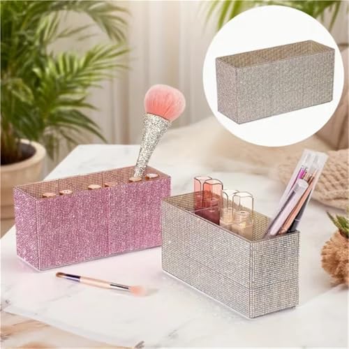 Boîte rangement brosses grande capacité strass blanc étincelant - 5
