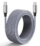 👍【5M Mas Largo Cable Tipo C】La longitud de 5 m es perfecta para usar sus dispositivos en la cama o en el sofá mientras se carga. Este cable largo de USB C a USB C es ideal para usar en la oficina, en el dormitorio o en el respaldo de su automóvil.