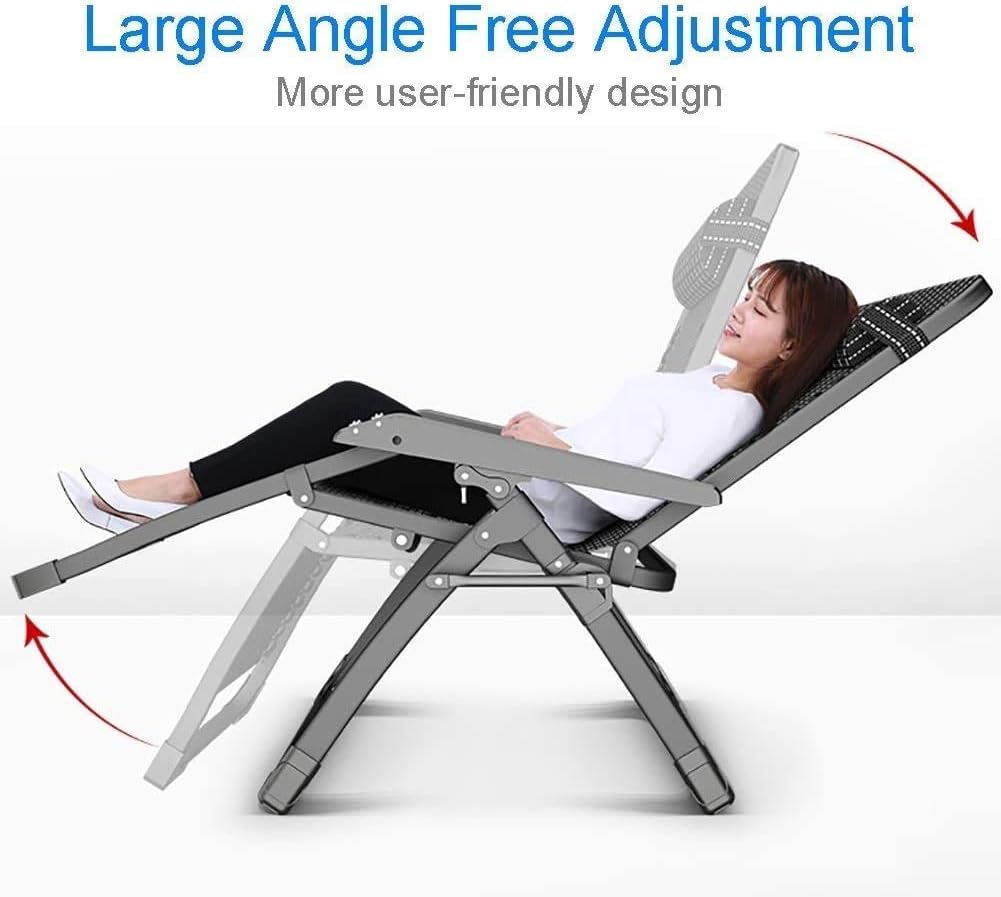 Sun Lounger Garden Chairs Folding Chair Camping Chairs Patio Reclining Chairs with Cushions for Heavy People, Folding Outdoor Beach Lawn Camping Portable Chair, Support 200kg Black