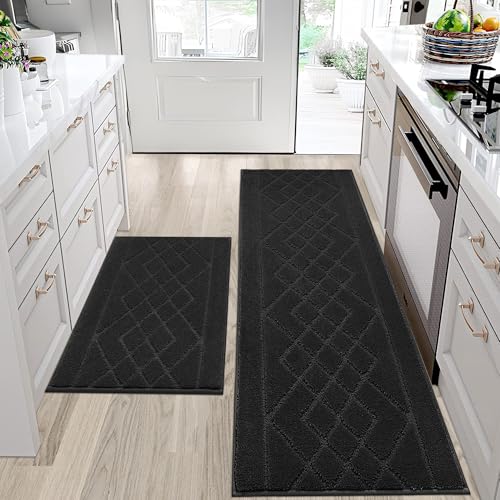 BEQHAUSE Kitchen Mats for Floor 2PCS, Kitchen Rugs Non-Slip Washable,