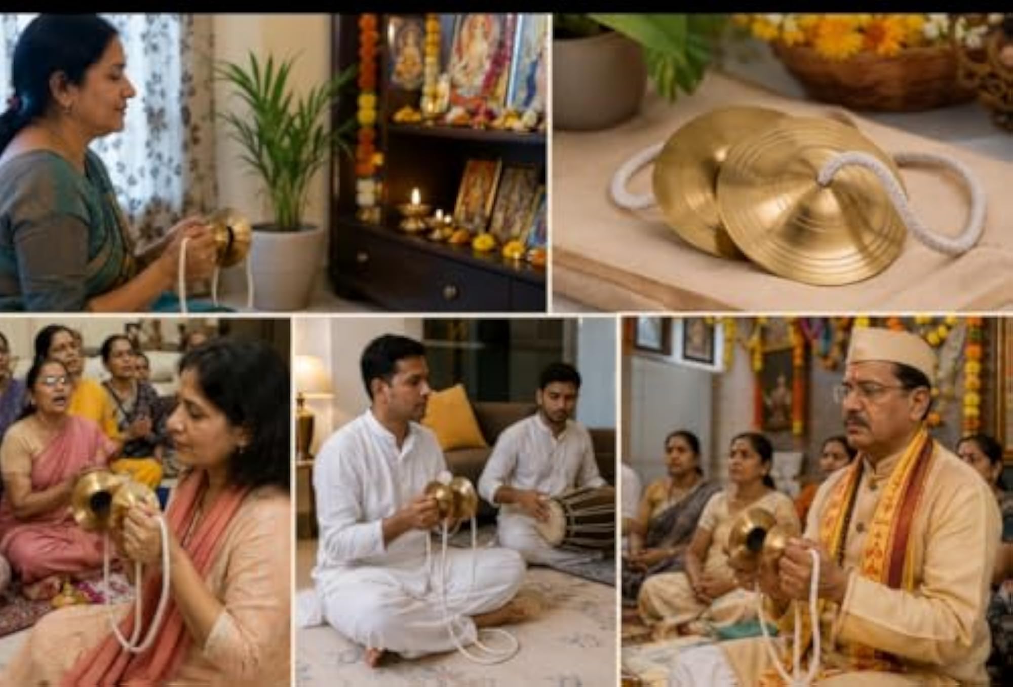 Brass Manjeera Hand Cymbals for Bhajan & Meditation