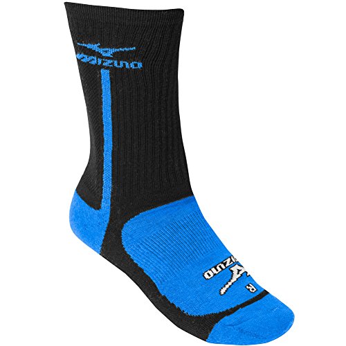 Mizuno Performance Highlighter Crew Sock, Black/Blue, Large