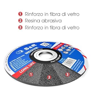 S&R Disco da Taglio Metallo 115 x 1 mm. Disco 115mm Smerigliatrice per taglio Ferro e Acciaio Inox - Disco per metallo ultra sottile 1 mm - 25pz