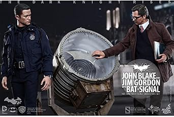 Movie Masterpiece Dark Knight Rising John Blake & Jim Gordon Police Chief Pack of 2 Bat Signal Floodlight Included 1/6 Scale Plastic Pre-Painted Action Figure