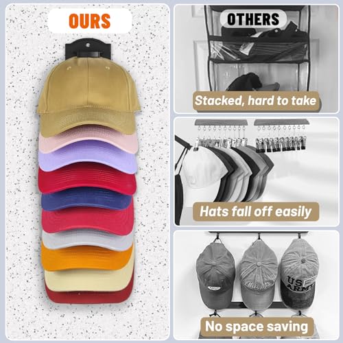 MSKEI Organizador de chapéus adesivos para bonés de beisebol na parede, suporte de armazenamento de