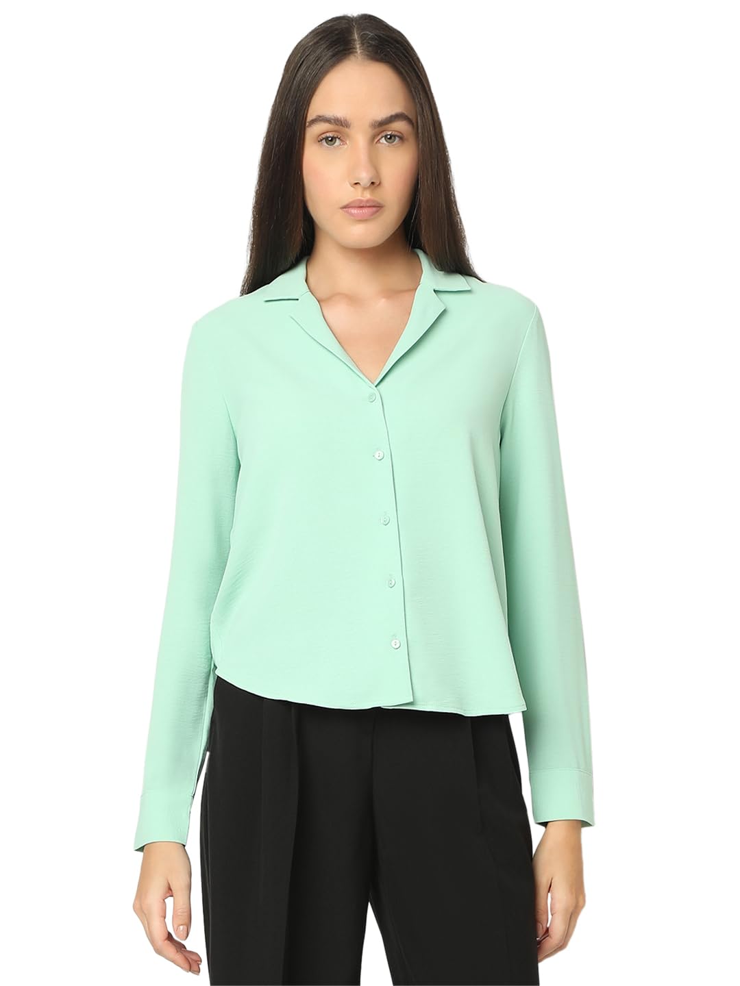 Vero Moda Women's Polyester Solid Regular Fit Shirt in neutral